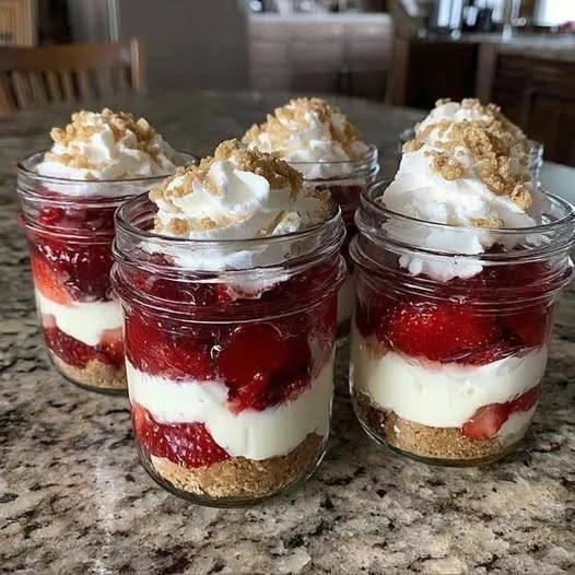 No-Bake Strawberry Cheesecake Jars