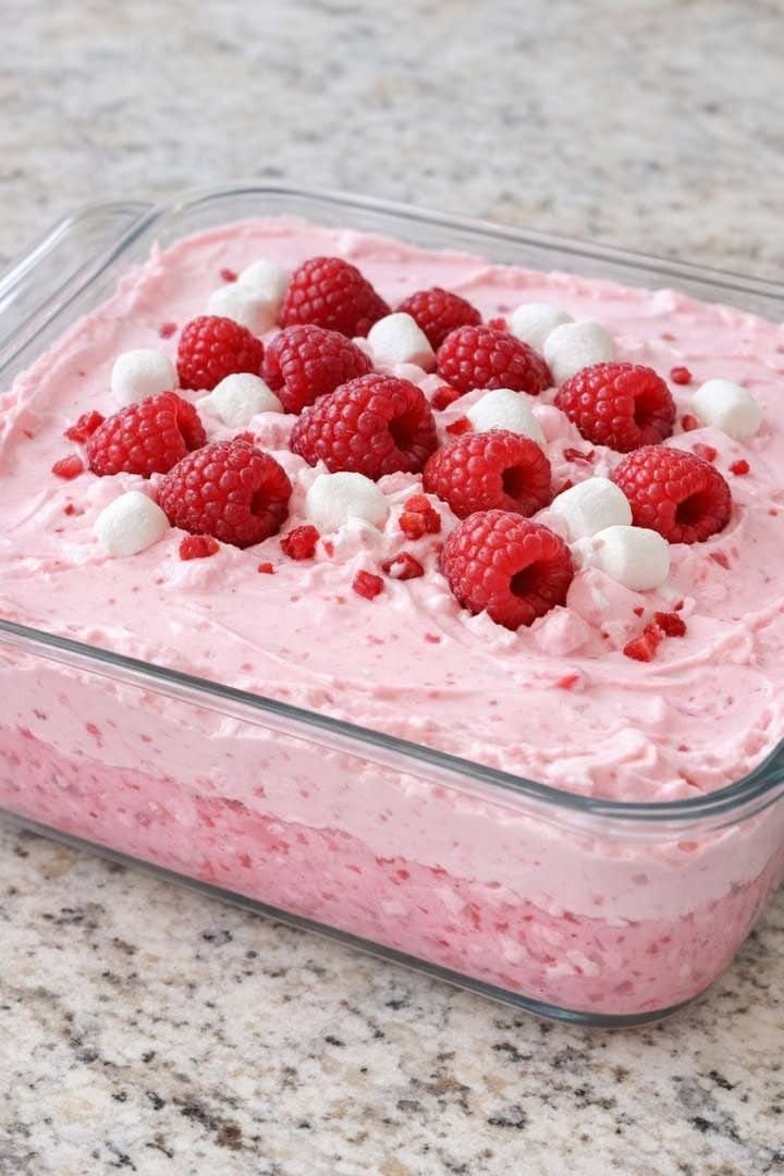 Easy 3-Ingredient Raspberry Fluff Dessert
